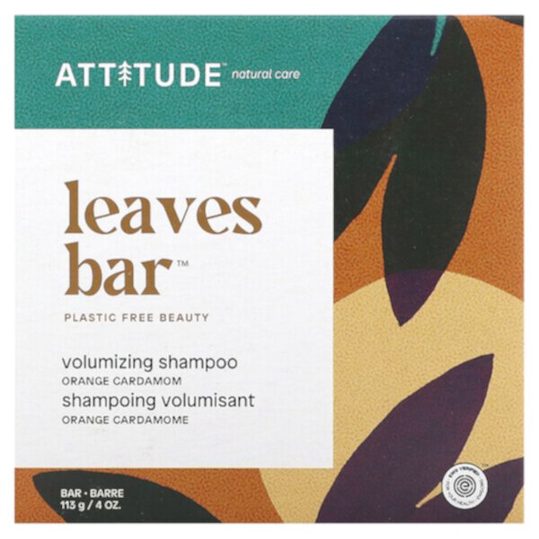 Leaves Bar, Шампунь для придания объема, апельсиновый кардамон, 4 унции (113 г) ATTITUDE