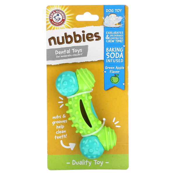 Игрушка для собак с двойным эффектом Nubbies для чистки зубов, аромат зеленого яблока - 1 штука Arm & Hammer