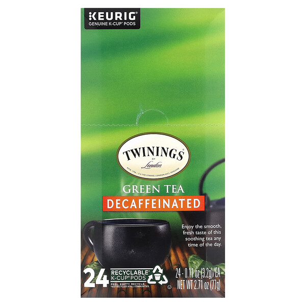 Зеленый чай, без кофеина, 24 капсулы K-Cup, по 0,11 унции (3,2 г) каждая Twinings