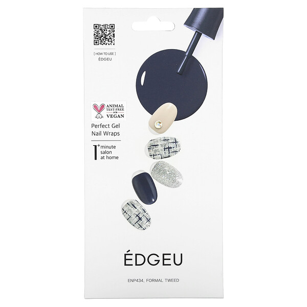 Гелевые накладки для ногтей Perfect, ENP434, строгий твид, набор из 16 полосок Edgeu