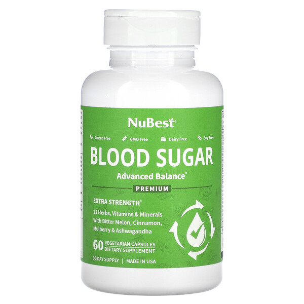 Blood Sugar, повышенная сила, 60 вегетарианских капсул NuBest