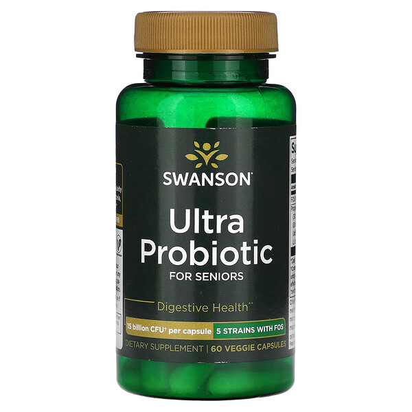 Ultra Probiotic, For Seniors, 15 Billion CFU, 60 Veggie Capsules (Капсулы на растительной основе) Swanson