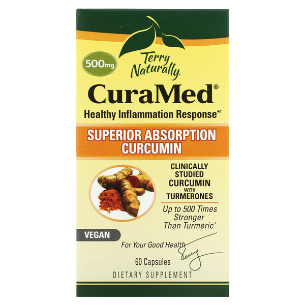 CuraMed, Куркумин с превосходной усвояемостью, 500 мг, 60 капсул Terry Naturally