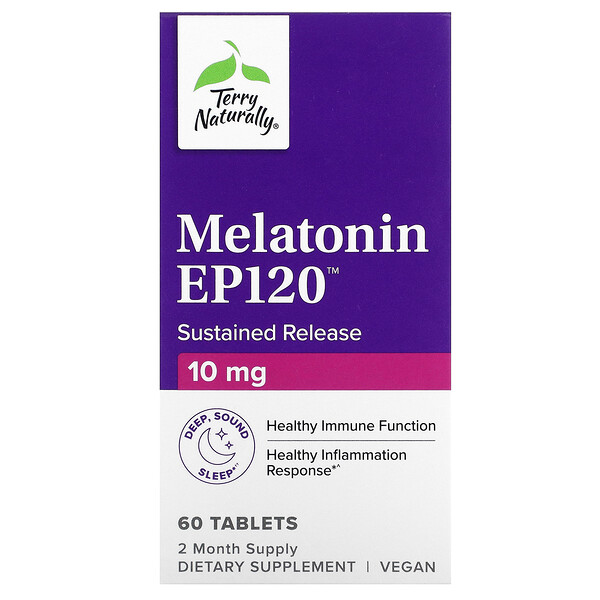 Мелатонин EP120, замедленного высвобождения, 10 мг, 60 таблеток Terry Naturally