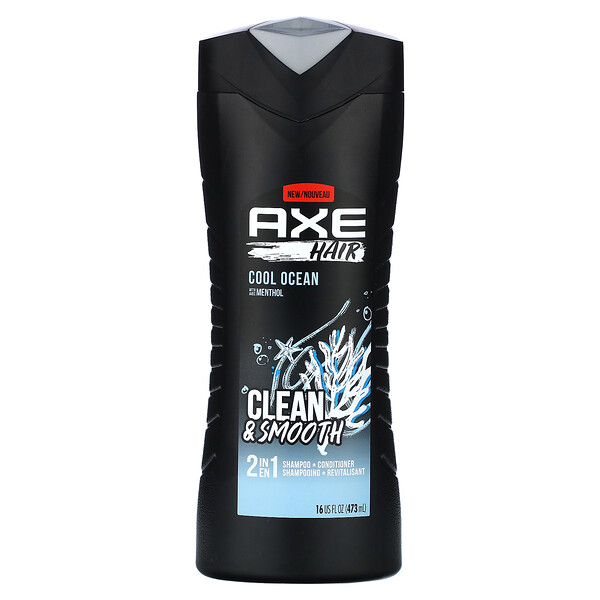 Hair, Clean & Smooth, шампунь + кондиционер 2 в 1, Cool Ocean, 473 мл (16 жидких унций) Axe