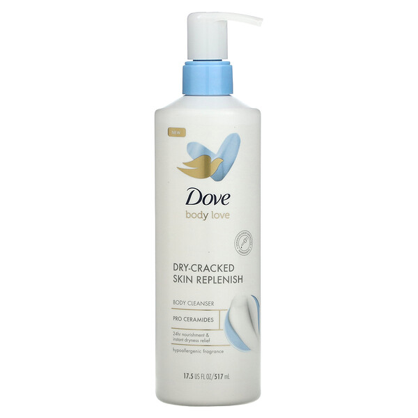 Body Love, Очищающее средство для тела, восстанавливающее сухую и потрескавшуюся кожу, 17,5 жидких унций (517 мл) Dove