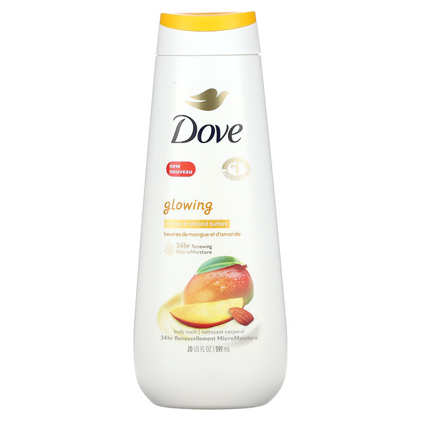 Glowing, гель для душа, масла манго и миндаля, 20 жидких унций (591 мл) Dove