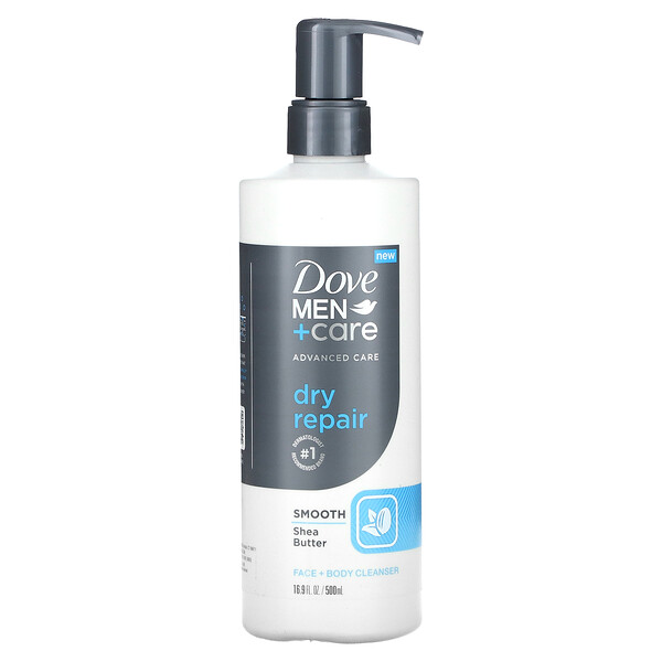 Men+Care, Очищающее средство для лица и тела, сухое восстановление, 16,9 унции (500 мл) Dove