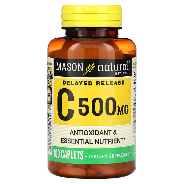 Витамин С, замедленного высвобождения, 500 мг, 100 капсул Mason Natural