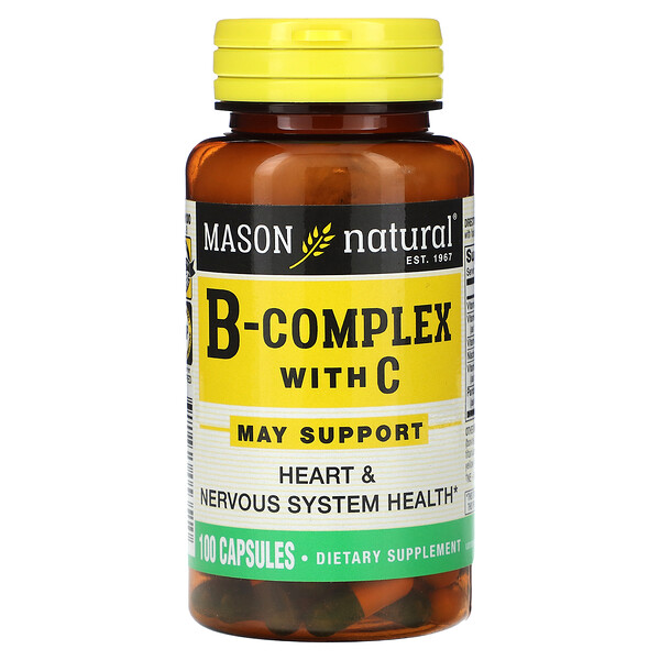 B-Комплекс с Витамином C - 100 капсул - Mason Natural Mason Natural