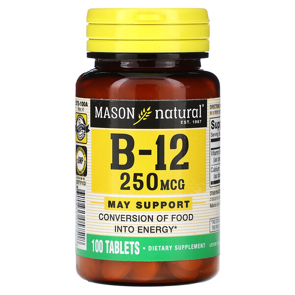 Б-12, 250 мкг, 100 таблеток Mason Natural