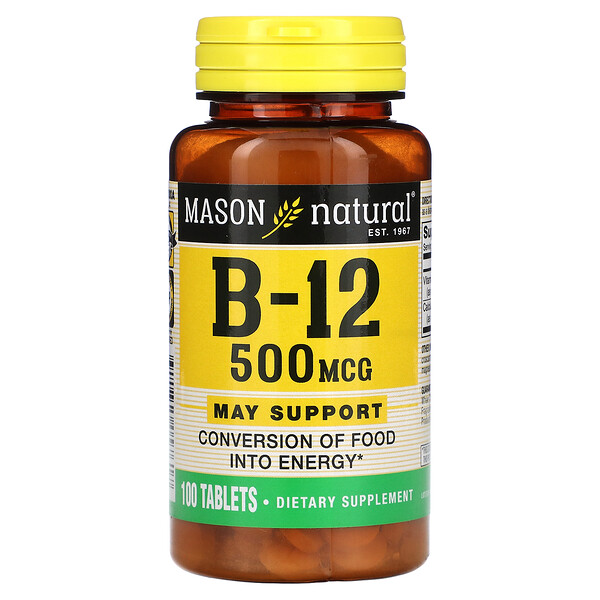 Б-12, 500 мкг, 100 таблеток Mason Natural
