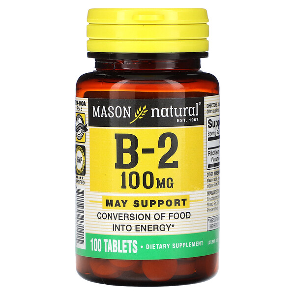 Витамин B-2 - 100 мг - 100 таблеток - Mason Natural Mason Natural