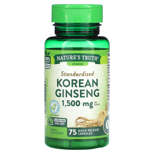 Стандартизированный корейский женьшень, 500 мг, 75 капсул быстрого высвобождения Nature's Truth