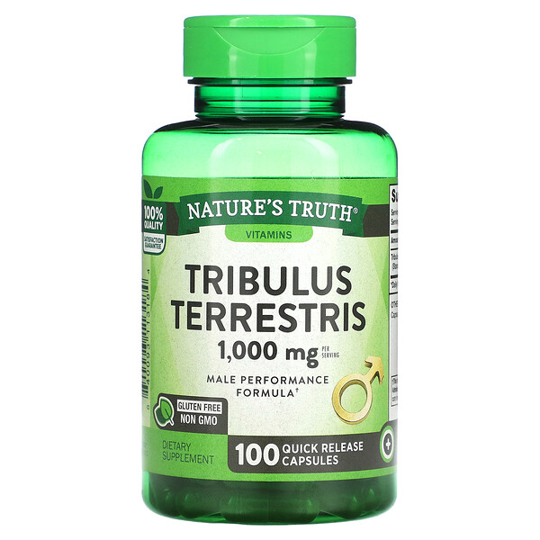 Tribulus Terrestris, 1000 мг, 100 капсул быстрого высвобождения (500 мг на капсулу) Nature's Truth