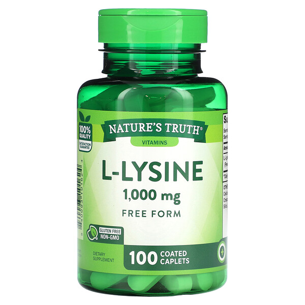 L-лизин, 1000 мг, 100 капсул, покрытых оболочкой Nature's Truth