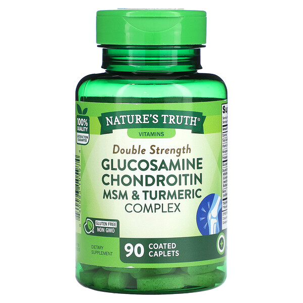 Double Strength Glucosamine Chondroitin MSM & Turmeric Complex, 90 Coated Caplets (Покрытые оболочкой капсулы) Nature's Truth