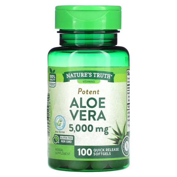 Эффективный, Алоэ Вера, 5000 мг, 100 мягких таблеток с быстрым высвобождением Nature's Truth