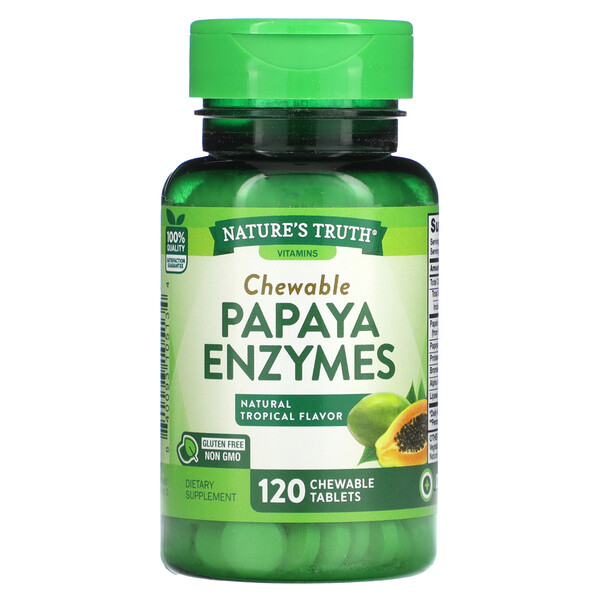 Жевательные ферменты папайи, натуральные тропические вещества, 120 жевательных таблеток Nature's Truth