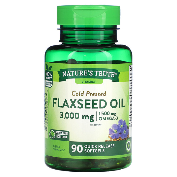 Flaxseed Oil, 3,000 mg, 90 Quick Release Softgels (Мягкие капсулы быстрого высвобождения) (1,000 mg per Softgel) Nature's Truth