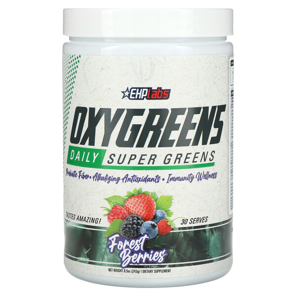 Oxygreens Daily Super Greens, лесные ягоды, 8,5 унций (243 г) EHPlabs