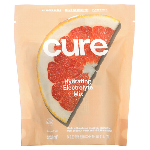 Увлажняющая электролитная смесь, грейпфрут, 14 пакетов по 0,29 унции (8,3 г) каждый Cure Hydration