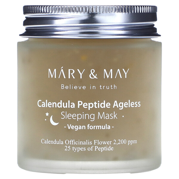 Calendula Peptide Ageless, маска для спящей красавицы, 3,88 унции (110 г) Mary & May