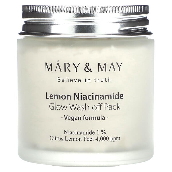 Lemon Niacinamine Glow, смываемая упаковка, 4,4 унции (125 г) Mary & May