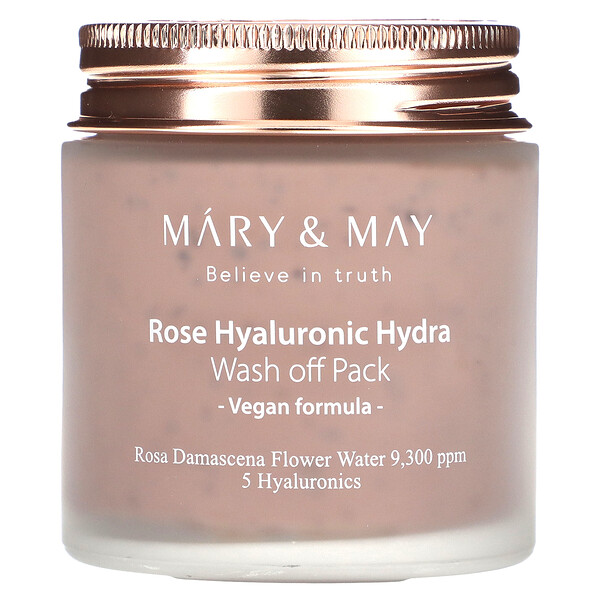 Rose Hyaluronic Hydra, смываемая маска, 4,4 унции (125 г) Mary & May