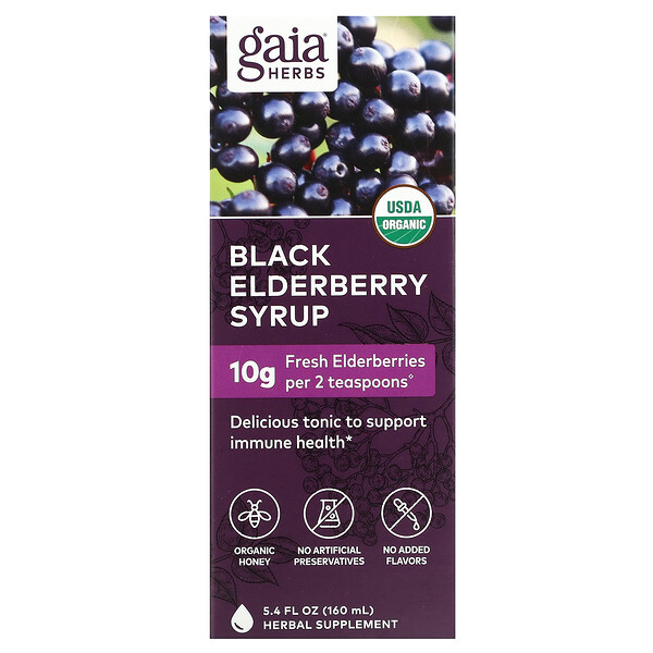 Сироп черной бузины, 5,4 жидких унции (160 мл) Gaia Herbs