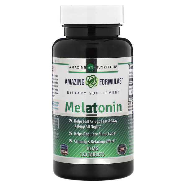 Мелатонин, 10 мг, 120 таблеток Amazing Nutrition