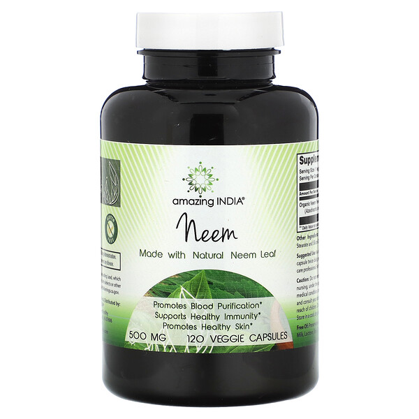 Neem - 500 мг - 120 растительных капсул - Amazing India Amazing India