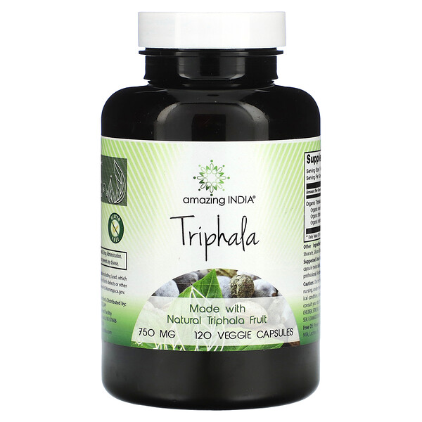 Triphala, 750 мг, 120 растительных капсул - Amazing India Amazing India