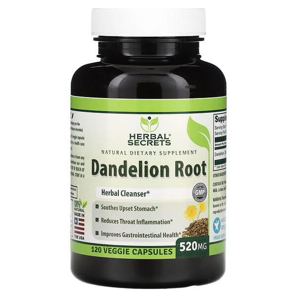 Dandelion Root, 520 mg, 120 Veggie Capsules Herbal Secrets