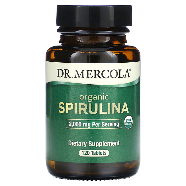 Органическая спирулина, 2000 мг, 120 таблеток (500 мг на таблетку) Dr. Mercola