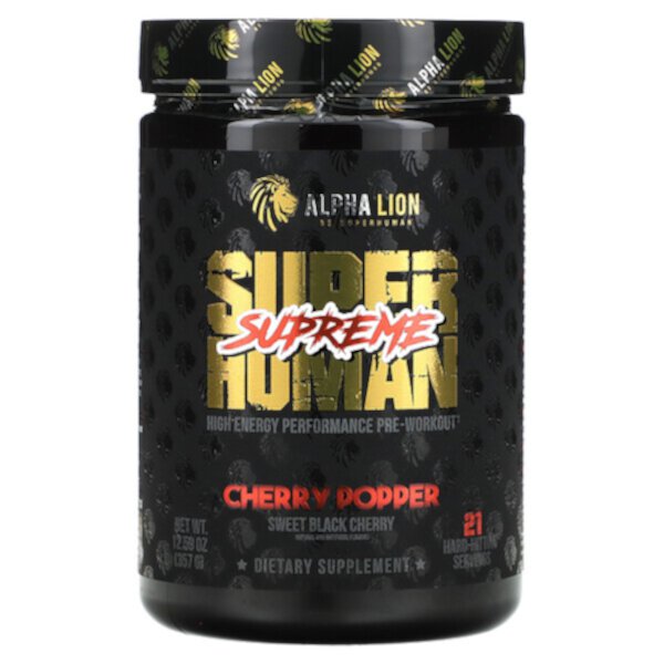 SuperHuman Supreme, Cherry Popper, сладкая черешня, 12,59 унции (357 г) ALPHA LION