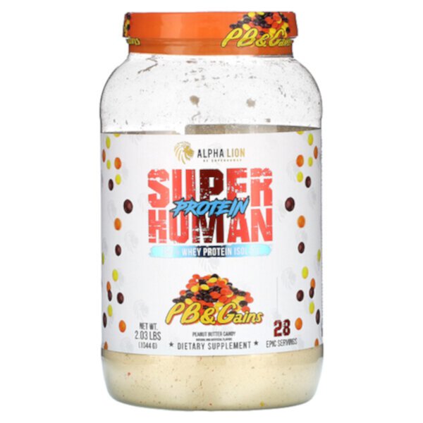 SuperHuman Protein, PB& Gains, конфеты с арахисовым маслом, 1044 г (2,03 фунта) ALPHA LION