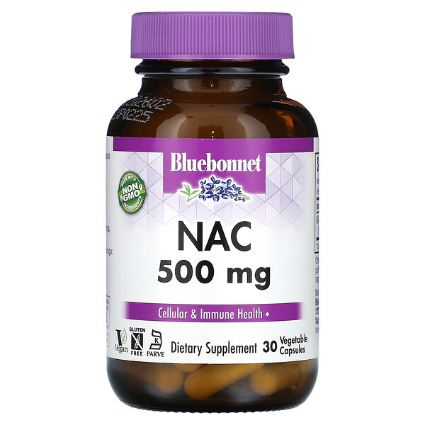 NAC, 500 мг, 30 растительных капсул Bluebonnet Nutrition