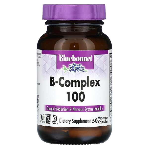 B-Complex 100 - 50 растительных капсул - Bluebonnet Nutrition Bluebonnet Nutrition