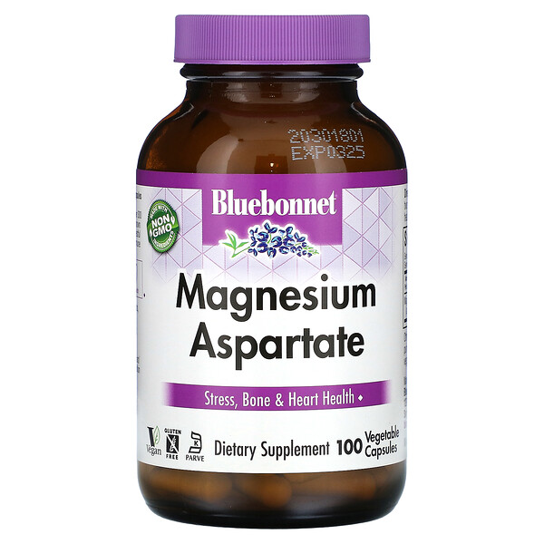 Магний Аспартат - 100 растительных капсул - Bluebonnet Nutrition Bluebonnet Nutrition