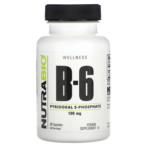 B-6, 100 мг, 60 капсул NutraBio