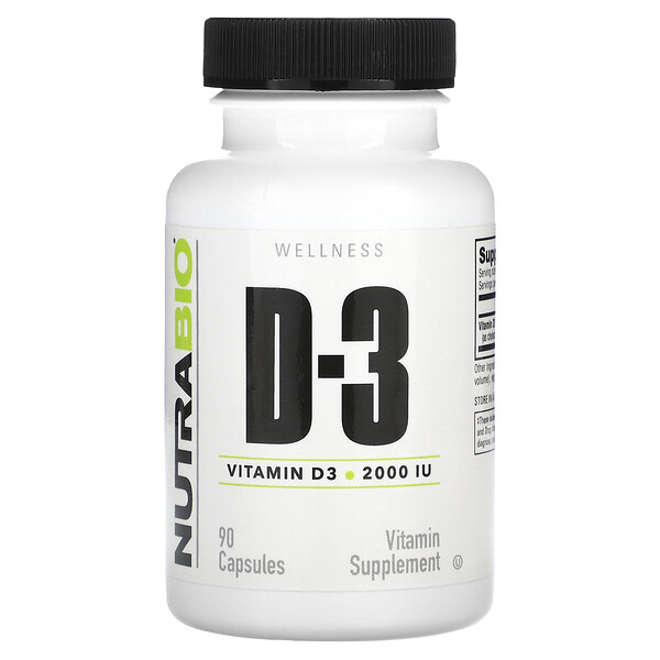 Витамин D-3, 50 мкг (2000 МЕ), 90 капсул NutraBio