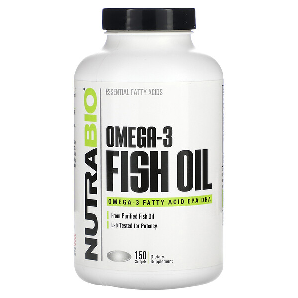 Рыбий жир Омега-3, 150 мягких таблеток NutraBio