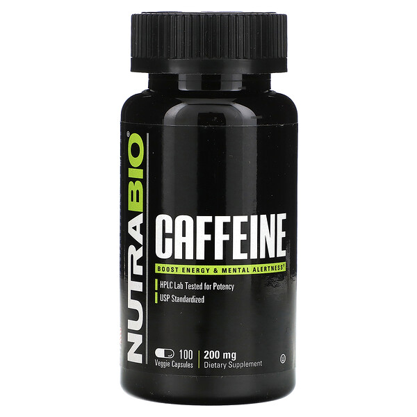 Кофеин, 200 мг, 100 растительных капсул NutraBio