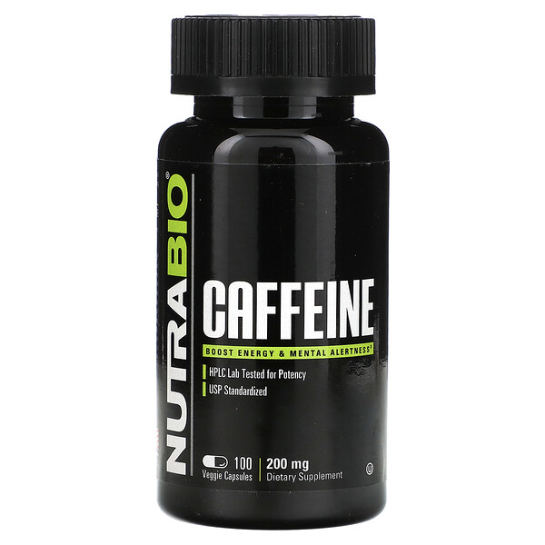 Caffeine, 200 mg, 100 Veggie Capsules (Капсулы на растительной основе) NutraBio