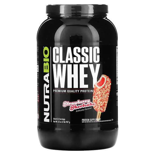 Classic Whey Protein, Strawberry Shortcake, 2 lb (Фунты) (907 g) NutraBio