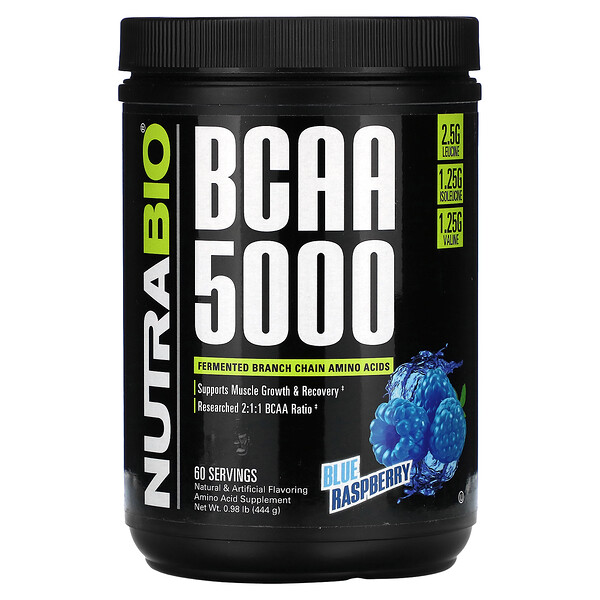 BCAA 5000, Blue Raspberry, 0.98 lb (Фунты) (444 g) NutraBio