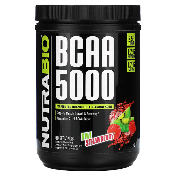 BCAA 5000, Киви-клубника, 0,88 фунта (401 г) NutraBio