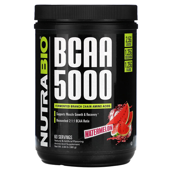 BCAA 5000, Watermelon, 0.84 lb (Фунты) (380 g) NutraBio