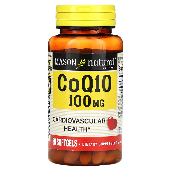 Co Q10, 100 mg, 60 Softgels (Мягкие капсулы) Mason Natural